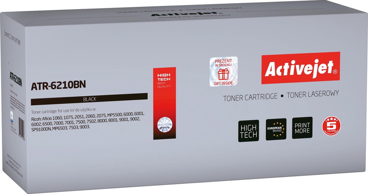 ActiveJet ATR-6210BN Toner voor Ricoh-printer; Ricoh AF-6210D-vervanging; Opperste; 43000 pagina's; zwart.