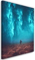 Schilderij Wandeling in de  nacht, 2 maten, blauw/bruin, Premium print