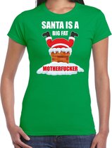 Fout Kerst shirt / Kerst t-shirt Santa is a big fat motherfucker groen voor dames - Kerstkleding / Christmas outfit L