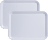 Set van 2x stuks witte dienbladen rechthoek melamine 44 x 32 cm - Keukenbenodigdheden - Dranken serveren