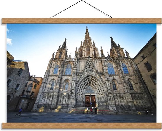 Schoolplaat – Kathedraal van Barcelona - Spanje - 60x40cm Foto op Textielposter (Wanddecoratie op Schoolplaat)