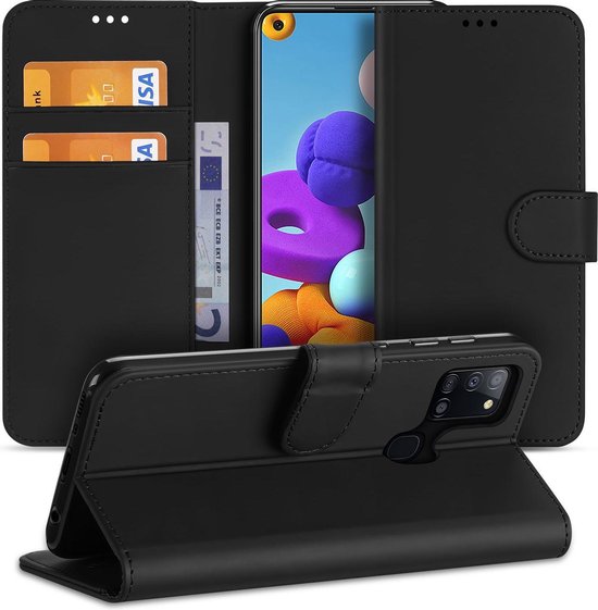 Galaxy A21s Bookcase Hoesje Zwart met Pasjeshouder