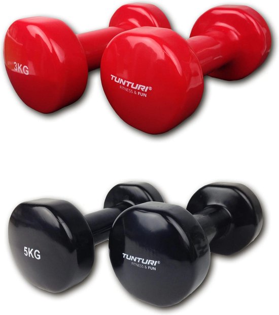 Tunturi - Gewichten Set - Gewichten - Dumbells - 2 x 5 kg - 2 x 3 kg |  bol.com