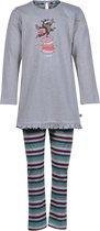 Woody pyjama meisjes/dames - beige mélange - wolf - 202-1-BLB-S/165 - maat 140