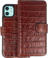 BAOHU Krokodil Handmade Leer Telefoonhoesje - Wallet Case - Portemonnee Hoesje voor iPhone 11 - Bruin
