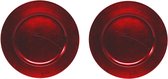 12x Ronde diner onderborden rood glimmend 33 cm - onderbord / onderzetter - Kerstdiner onderbordjes