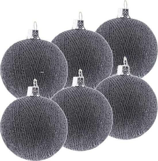 6x Grijze Cotton Balls kerstballen 6,5 cm - Kerstversiering -  Kerstboomdecoratie -... | bol.com