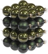 36x Donker olijf groene glazen kerstballen 6 cm - mat/glans - Kerstboomversiering donker olijf mat en glanzend