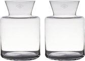 Set van 2x stuks transparante luxe stijlvolle vaas/vazen van glas 27 x 19 cm - Bloemen/boeketten vaas voor binnen gebruik