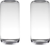 Set van 2x stuks transparante grote luxe vaas/vazen van glas 40 x 18 cm - Bloemen/boeketten vaas voor binnen gebruik
