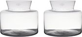 Set van 2x stuks transparante luxe stijlvolle vaas/vazen van glas 25 x 29 cm - Bloemen/boeketten vaas voor binnen gebruik