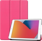 Hoes Geschikt voor iPad 10.2 2020 Hoes Book Case Hoesje Trifold Cover - Hoesje Geschikt voor iPad 8 Hoesje Bookcase - Roze