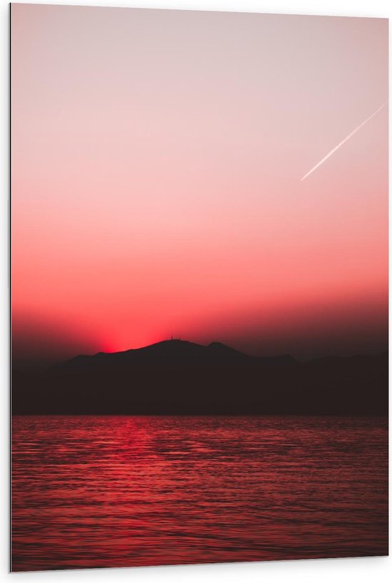 Dibond - Roze Lucht bij Zee - 80x120cm Foto op Aluminium (Met Ophangsysteem)