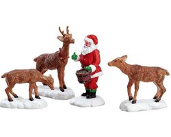 Lemax - Santa Feeds Reindeer -  Set Of 4 - Kersthuisjes & Kerstdorpen