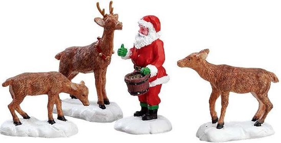 Lemax - Santa Feeds Reindeer -  Set Of 4 - Kersthuisjes & Kerstdorpen