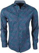 Enrico Polo - Heren Overhemd met Trendy Design - Stretch - Zwart