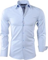Montazinni - Heren Overhemd - Geruit - Slim Fit - Licht Blauw