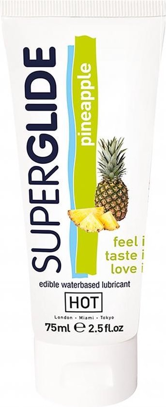 Hot Superglide Edible Lubricant Waterbased Pineapple 75 Ml