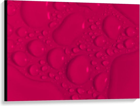 Canvas  - Druppels op Roze Achtergrond - 100x75cm Foto op Canvas Schilderij (Wanddecoratie op Canvas)