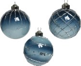 Kerstbal glas bewerkt d8 cm blauw a3