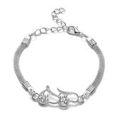 Verzilverde armband creatief diamant eenvoudige armband dubbel hart