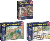 Jan van Haasteren - Brand Meester 500 stukjes & De Kunstmarkt 2000 stukjes & Bijna Klaar? 1000