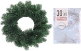 Couronne de pin / couronne de porte 35 cm avec éclairage de Noël blanc brillant