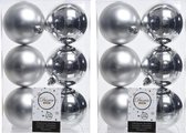 48x Zilveren kunststof kerstballen 8 cm - Mat/glans - Onbreekbare plastic kerstballen - Kerstboomversiering zilver