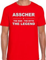 Asscher naam t-shirt the man / the myth / the legend rood voor heren S