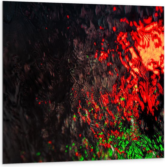 Dibond - Rood en Groen Licht bij Water - 100x100cm Foto op Aluminium (Met Ophangsysteem)