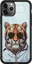 iPhone 11 Pro Max hoesje glass - Tijger wild | Apple iPhone 11 Pro Max  case | Hardcase backcover zwart