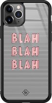 iPhone 11 Pro Max hoesje glass - Blah blah blah | Apple iPhone 11 Pro Max  case | Hardcase backcover zwart