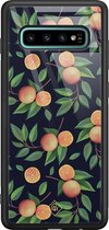 Samsung S10 Plus hoesje glass - Fruit / Sinaasappel | Samsung Galaxy S10+ case | Hardcase backcover zwart
