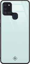 Samsung A21s hoesje glass - Pastel blauw | Samsung Galaxy A21s  case | Hardcase backcover zwart