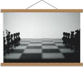 Schoolplaat – Beginnend Schaakspel (zwart/wit) - 60x40cm Foto op Textielposter (Wanddecoratie op Schoolplaat)