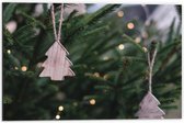 Dibond - Houten Kerstversiering - 60x40cm Foto op Aluminium (Wanddecoratie van metaal)