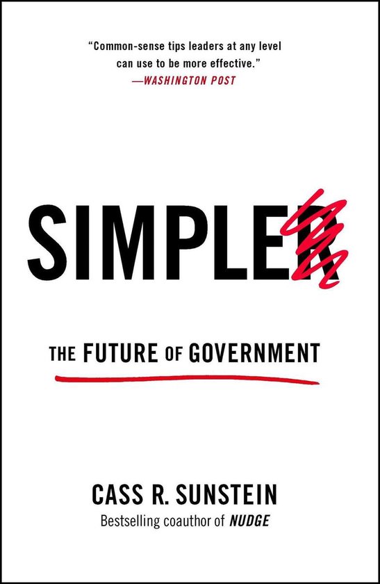 Boek kaft met de titel SIMPLER: THE FUTURE OF GOVERNMENT door Cass R. Sunstein.