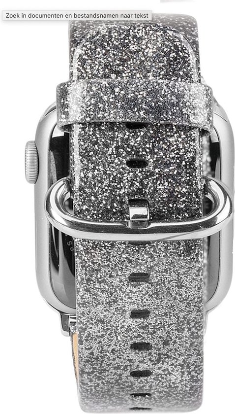 Bracelet paillettes en cuir Apple Watch - or