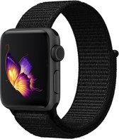 123Watches.nl Nylon bandje - Geschikt voor Apple Watch Series 1/2/3/4 (42&44mm) - Zwart