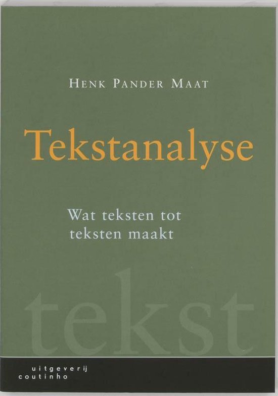 Cover van het boek 'Tekstanalyse / druk 1' van Henk Pander Maat