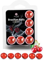 Secret Play Brazilian Balls Cherry - Massage Olie - Set van 6 Balletjes - Kers Smaak