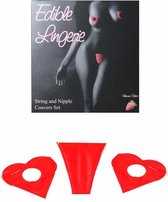 Secretplay - lingerieset - eetbare lingerie - string + tepels - aardbeien smaak.