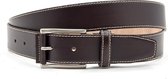 JV Belts - Mooie pantalon riem donkerbruin 3.5 cm breed - Bruin - Casual - Echt Leer - Taille: 100cm - Totale lengte riem: 115cm