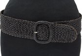 Thimbly Belts Dames gevlochten riem zwart - dames riem - 6 cm breed - Zwart - Echt Leer - Taille: 85cm - Totale lengte riem: 100cm