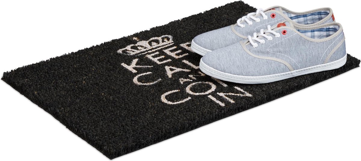 Relaxdays Door Mat Coconut, Welcome, See You, Dog Design, 60 x 40 cm, Indoor & Outdoor Foot Mat, Non-Slip Coconut Mat, Nature