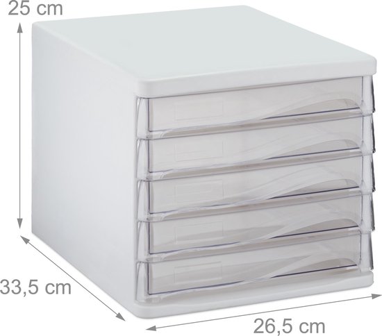Plasticforte Ladeblokje/Bureau Organizer 5x Lades - Zwart/Transparant - L18 X B21 X H28 cm kopen