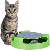 Relaxdays kattenspeelgoed - speelgoedmuis - kattenspeeltje - kitten speeltje - krabplank - groen
