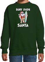 Surf dude Santa fun Kerstsweater / Kerst trui groen voor kinderen - Kerstkleding / Christmas outfit 14-15 jaar (170/176) - Kersttrui