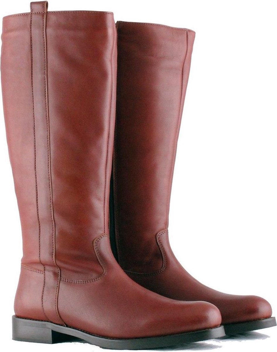 Jilsen Dames Laarzen Brede Schacht en Laarzen Brede Kuiten Kim in Chestnut Kuitomtrek 44 cm, schoenmaat 40