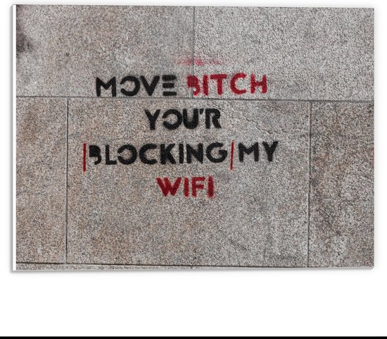 Forex - Stoeptekst: ''Move Bitch, You''r Blocking My Wifi'' - 40x30cm Foto op Forex